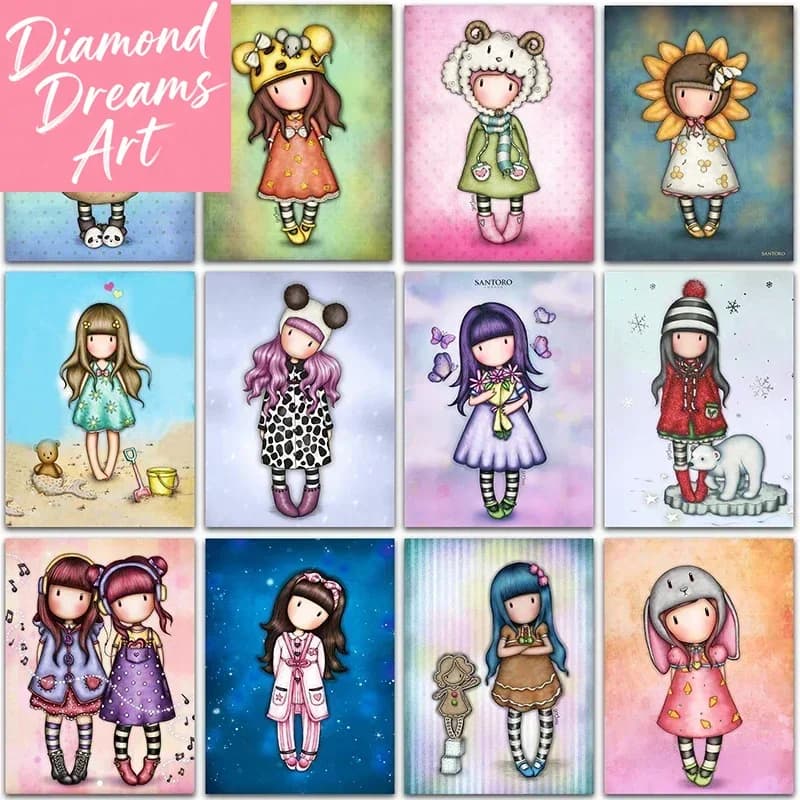 Dipinto con diamanti 5D fai da te senza cornice, cartone animato, bambina, principessa, anime, decorazione per la casa, ricamo a mosaico quadrato e rotondo completo, punto croce