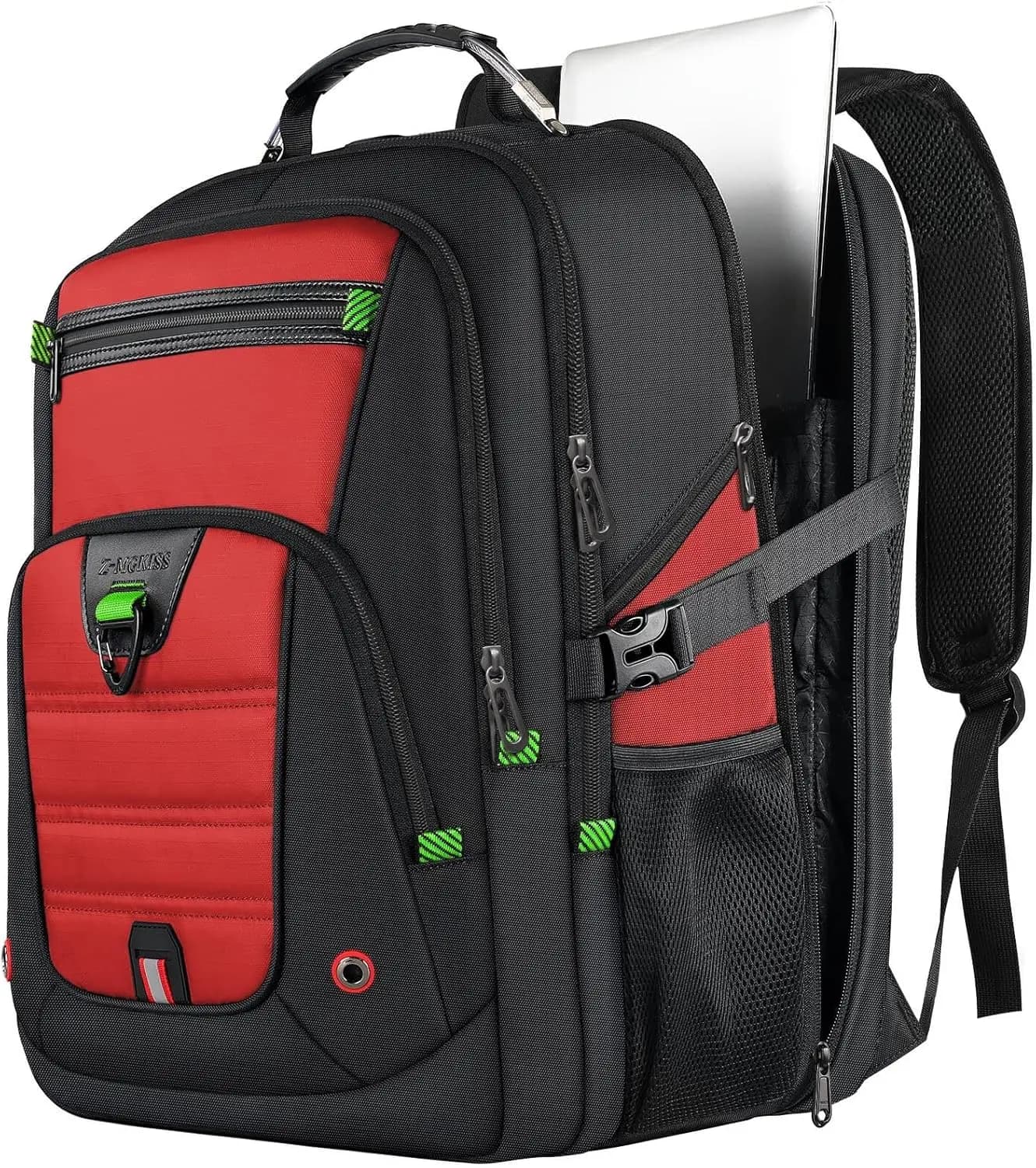 Zaino per Laptop Extra Large 18.4-19 Pollici, Zaino da Viaggio per Uomo e Donna, Zaino Scolastico con Porta USB, Rosso