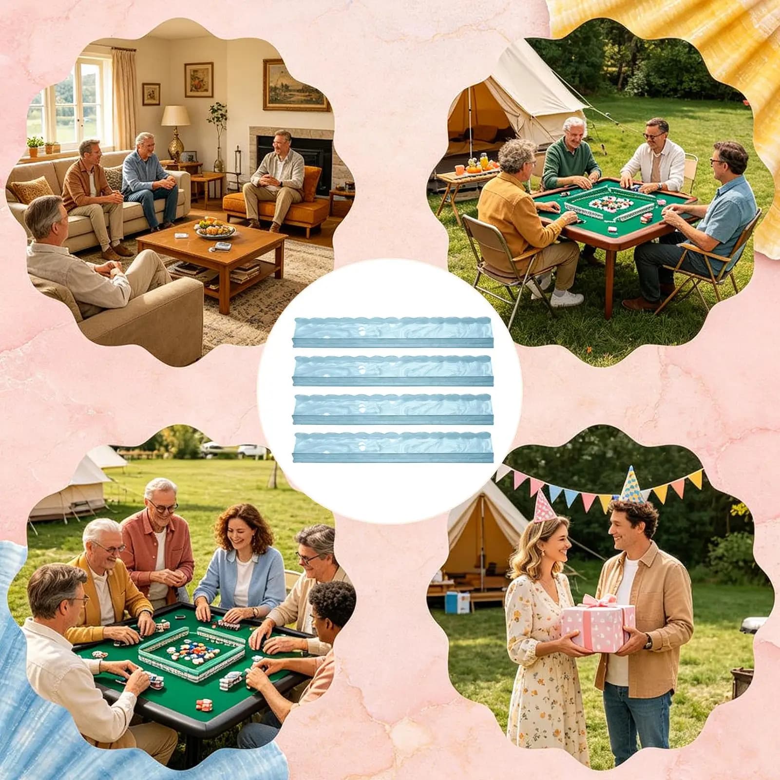 Mahjong Tile Racks And Pushers Scalloped Shell Texture Magnetic Mah Jongg Pushers For Women Men Retirees Beginners Home Game
