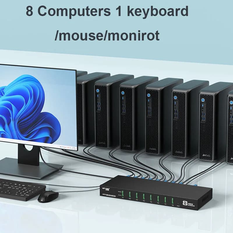 8-door HDMI KVM switch, KVM MT-VIKI console with 4K 30Hz rack mounting HDMI USB Switcher 8x1 8 inputs 1 output + 8 pack cables