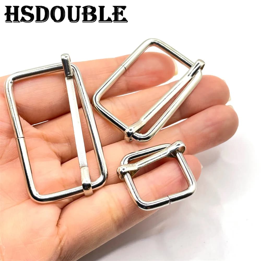 10 pz/pacco scivoli in metallo argento Tri-Glides fibbie a rullo formate a filo fibbie di regolazione del cursore della cinghia
