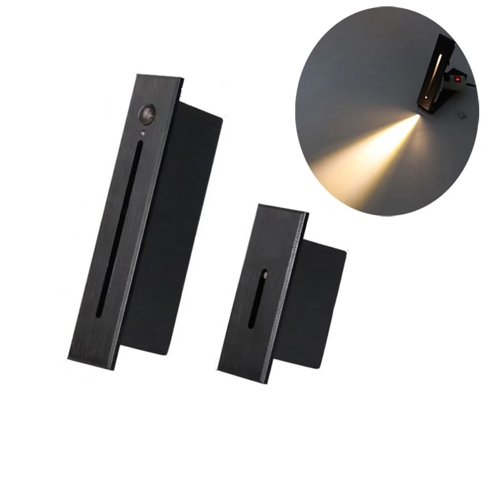 Lampada da parete a LED notturna Sensore di movimento PIR Luce per scale 3W Sottile a infrarossi Induzione del corpo umano Passo, corridoio, scala e illuminazione per scale