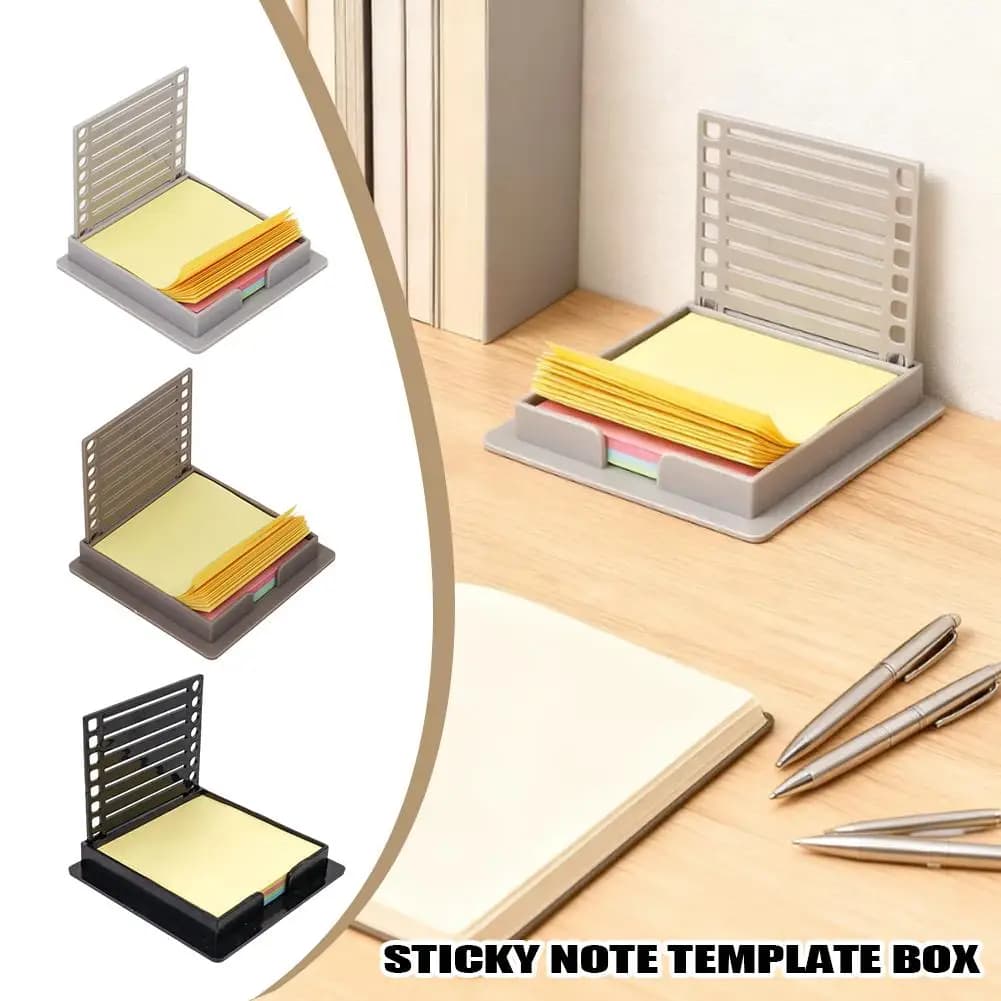 Portablocco per foglietti adesivi con stencil, scatola portaoggetti per blocchi memo, dispenser versatile per foglietti adesivi per accessori da scrivania per scuola e ufficio