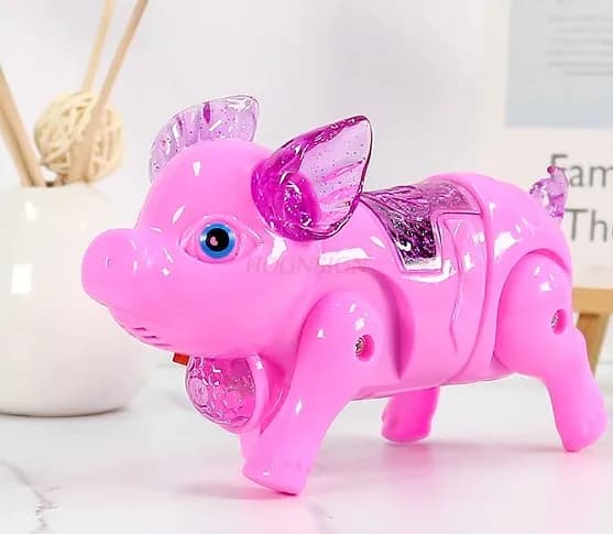 Rope Pulling Pig Can Walk, Electric Glowing Music, Electric Pig Children's Toy