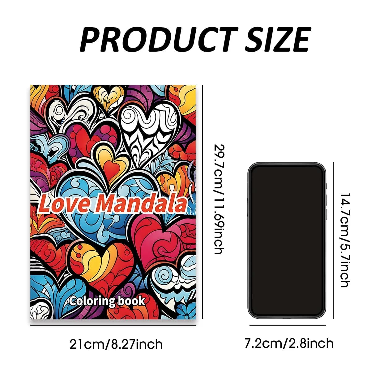 Love Mandala Coloring Book Heart Shape Swirl Floral Mandala Zentangle Pattern Romantic Stress Relief Drawing Gift For Women