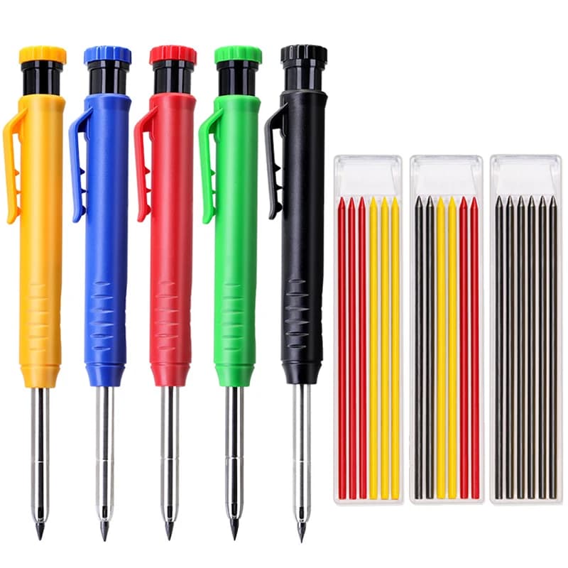 Set di matite per carpentiere solido Strumenti per la lavorazione del legno Matita meccanica 3 colori Ricarica Strumenti per lavori di costruzione Scriber per marcatura di carpenteria