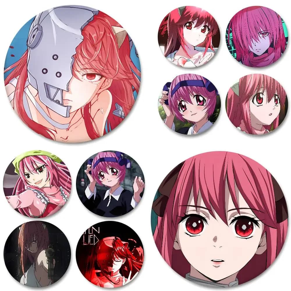 Anime Elfen Lied Badges Round Badge Tinplate Coin Brooch Clothing Backpack Accessories Lapel Pin