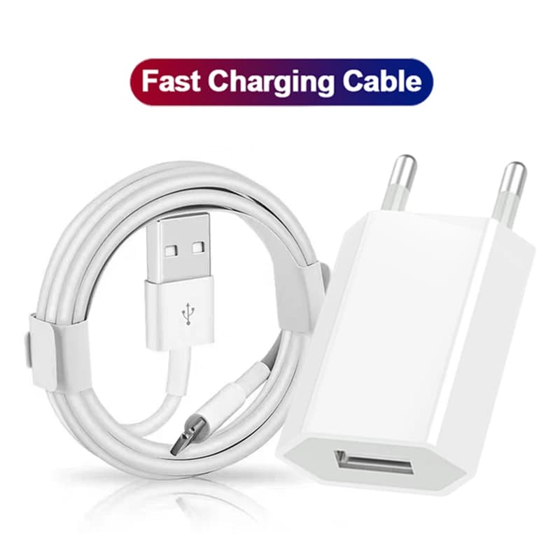 Caricabatterie rapido da parete USB ue per iPhone X XR XS 11 12 13 Pro Max 6S 7 8 14 Plus SE cavo dati di ricarica USB 1m 1.5m 2m adattatore di alimentazione