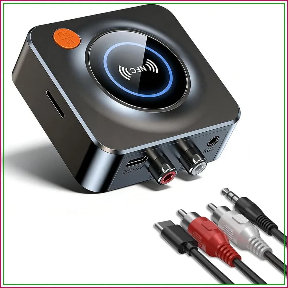 Bluetooth Receiver for Home Stereo, AUX RCA Adapter for Old Speakers, NFC Wireless Audio Streaming, Convert Wired to Wireless