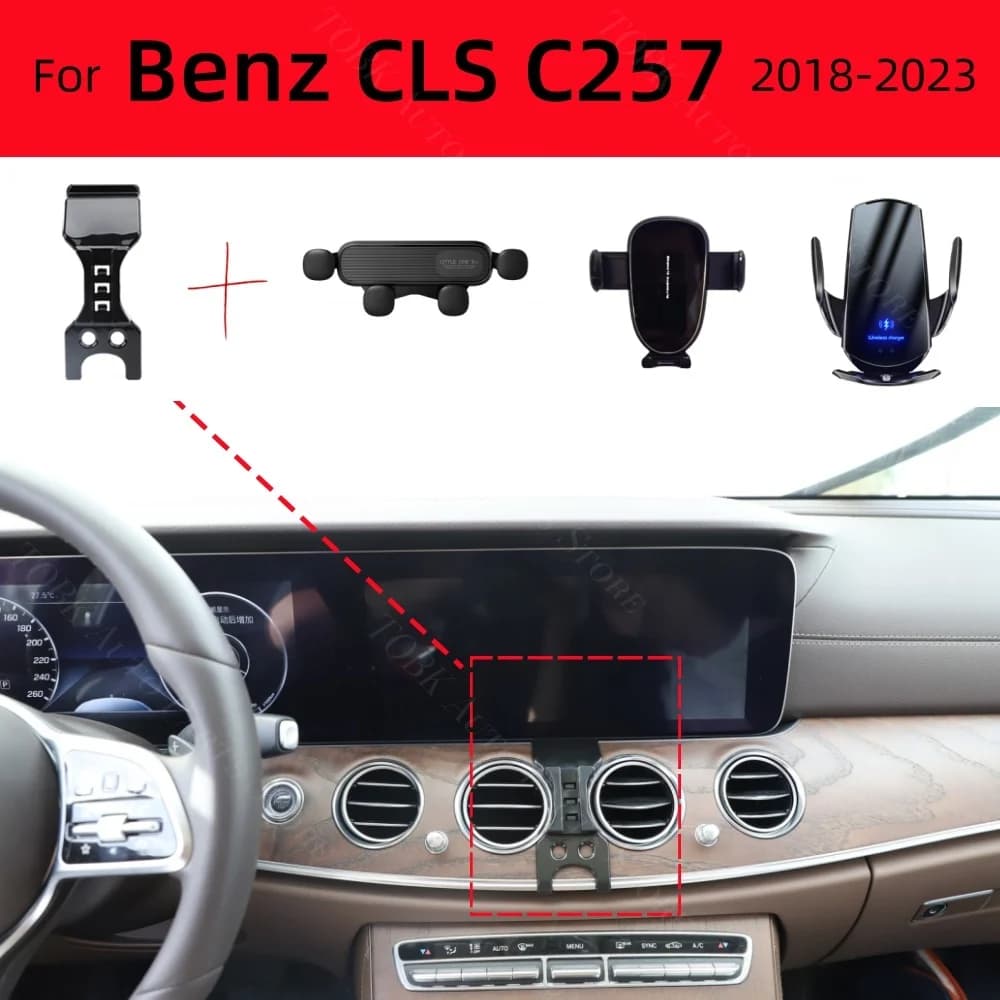 Per Mercedes Benz CLS C257 2018-2023 Supporto per telefono per auto Forte speciale staffa fissa Base 15W Ricarica wireless per auto Accessori
