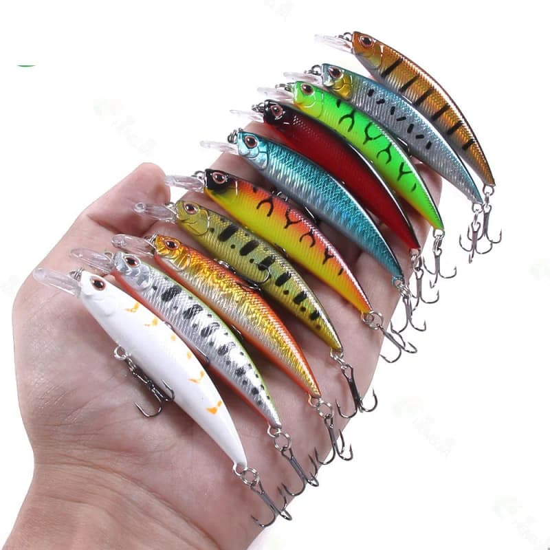 Set di 10 esche artificiali Cormino da 8 cm, esche dure da 9 g, attrezzatura da pesca per esterni