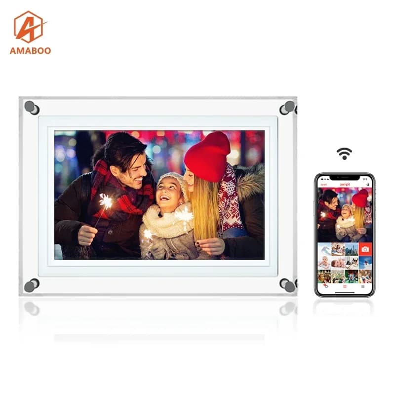 Cornice digitale intelligente da 10 pollici con controllo WiFi, schermo touch IPS 1280*800, cornice digitale con memoria, supporta l'app Frameo