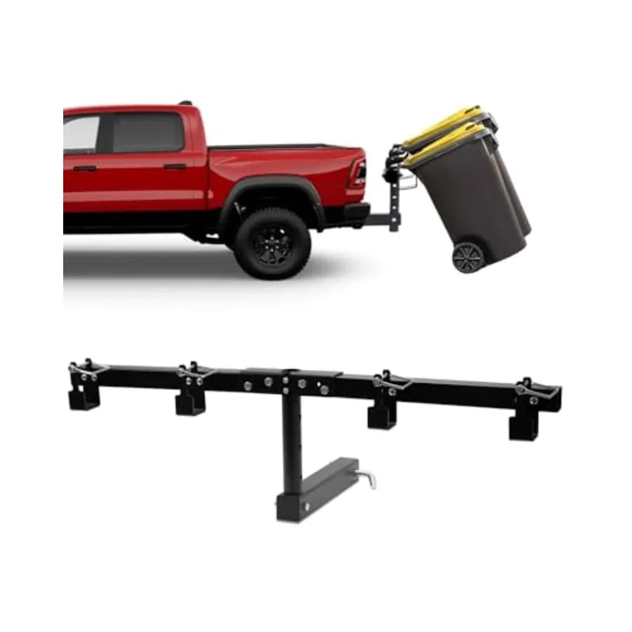 Supporto per Bidoni della Spazzatura Doppio Regolabile, Adatto per Camion/UTV/ATV/Kubota/Trattori da Giardino/Auto/Rimorchi con Gancio da 2 Pollici