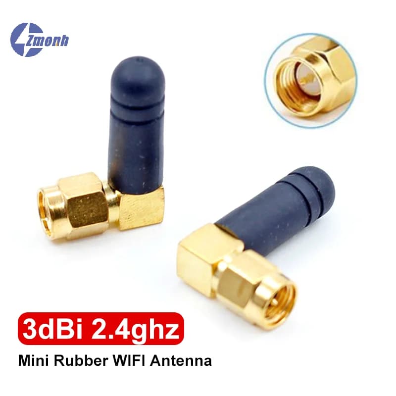 Novità! 2 Pezzi Mini Antenna WIFI 3dBi 2.4ghz in Gomma con Connettore SMA Maschio per Router e Bluetooth, Accessori per Auto