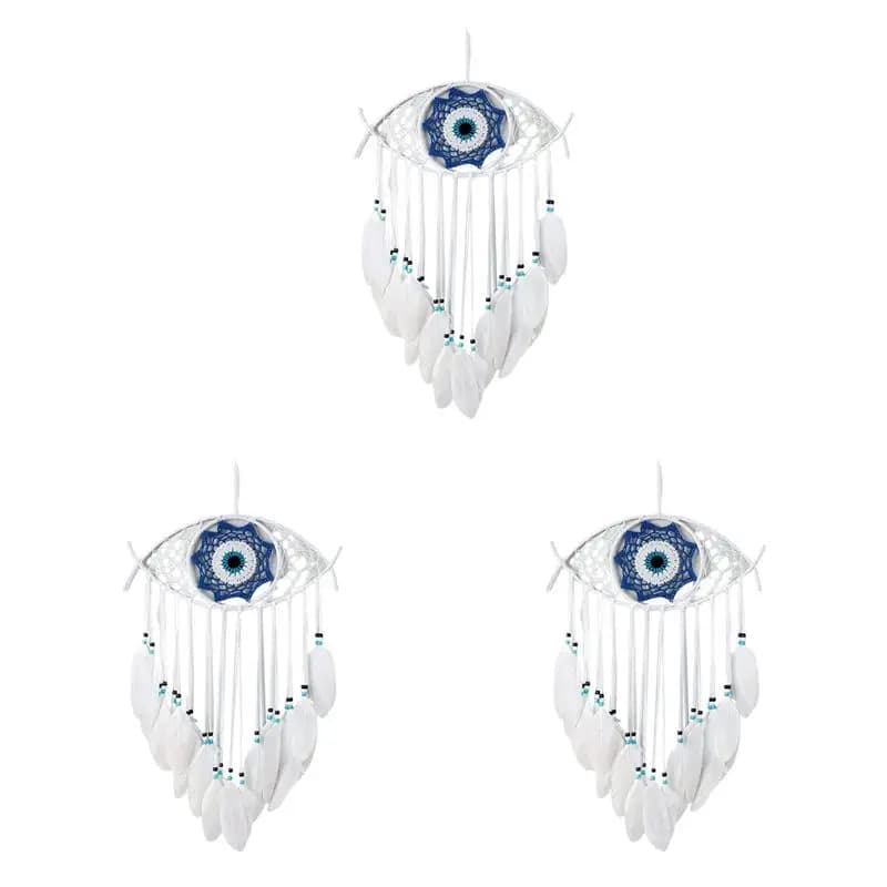 AB47-3X Evil Eye Dream Catchers For Bedroom Hand-Woven Macrame Dreamcatcher Wall Hanging Home Decor Good Luck Blessing Gift,1