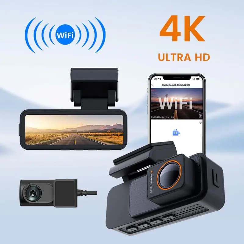 Mini Dash Cam 4K + 1080p dual lens with GPS recorder Wifi Fit Max 512g Card Car Camera for Night Vision DVR Video for Car 4K