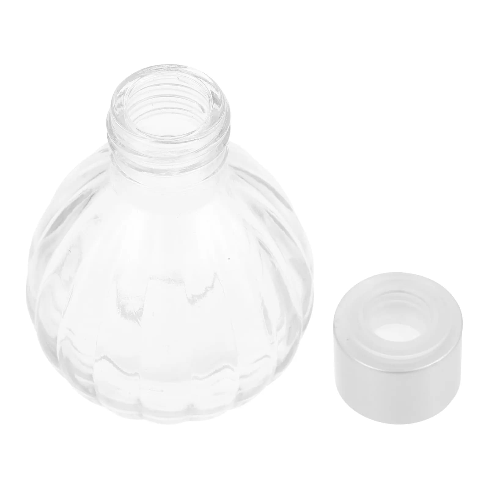Diffuser Bottle Pumpkin Pattern Clear Aromatherapy Jar Empty Glass Bottle Mini Vase Glass Essential Oil Diffuser for Desktop