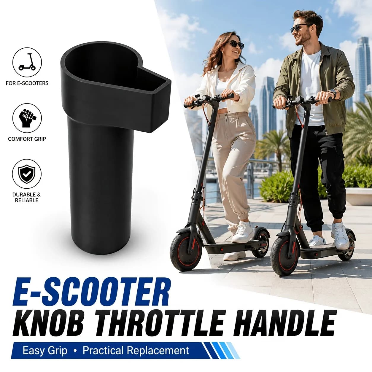 3D Printed Non-Slip Controller Throttle Grip, 1Pc Black Electric Scooter Part for Daily City Cycling Commute