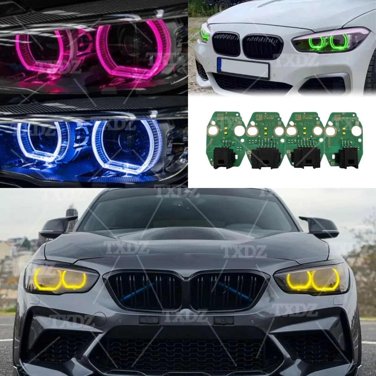 Pannelli LED Angel Eye Gialli per BMW F20 F21 LCI 114d 116d 116i 118d 2016-2018, Fari a LED 63117428425