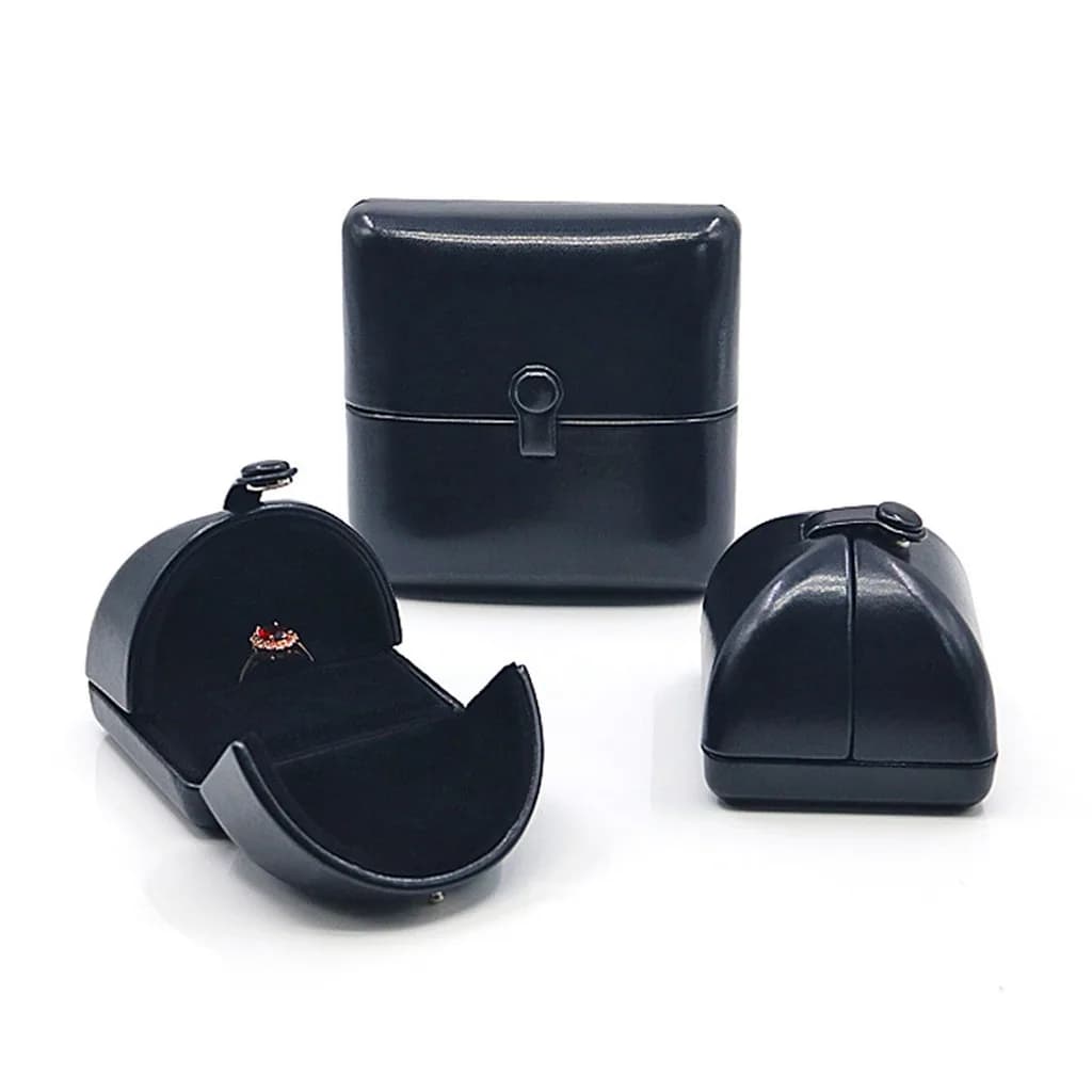 Classic Oil Wax PU Leather Jewelry Packaging Box Vintage Double Opening Black Storage Case for Ring Pendant Necklace Bracelet