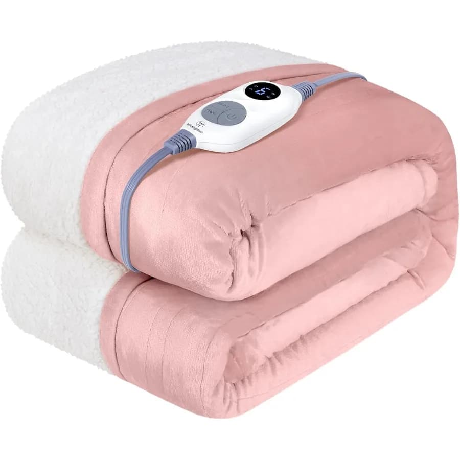 Coperta riscaldata da lancio in morbida flanella per coperta elettrica Sherpa con 10 livelli di riscaldamento 12 ore di spegnimento automatico Riscaldamento rapido Lavabile in lavatrice