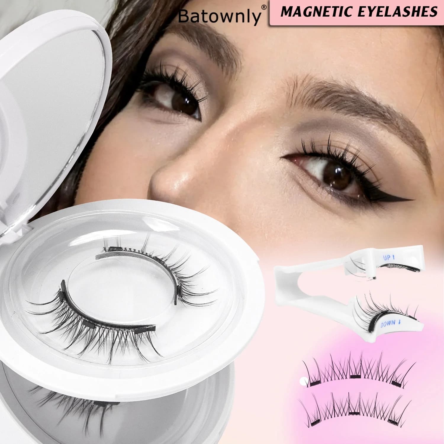 2 Pairs of Magnetic Eyelashes Set, Includes Eyelash Curler and Tweezers, Cute and Dynamic Fairy Eyelashes, Natural Cc Curling Eyelashes with a Natural Effect, Photogenic Style, No Glue Needed, Suitable for Sensitive Eyes, Reusable Magnetic Eyelashes, Suitable for Daily Makeup