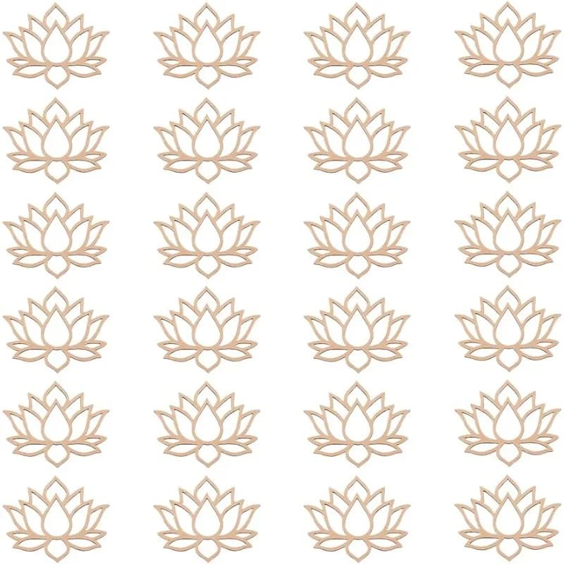 24pcs Lotus Dream Catcher Rings Wooden Macrame Hoops Smooth Unfinished Macrame Rings Flower Shape Macrame Ring for DIY Crafts