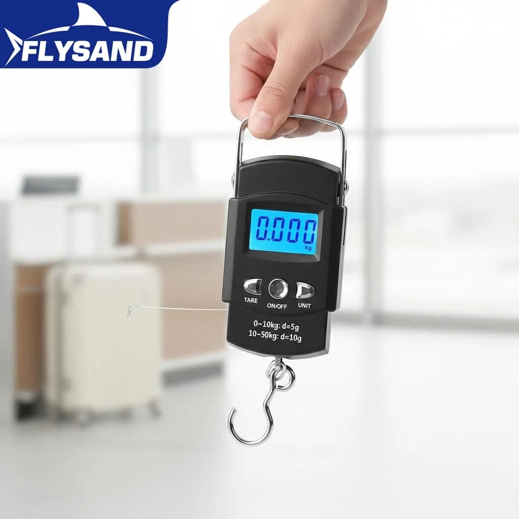 Bilancia Digitale Portatile per Bagagli 50kg con Gancio per Valigie, Pesca e Avventure all'Aperto