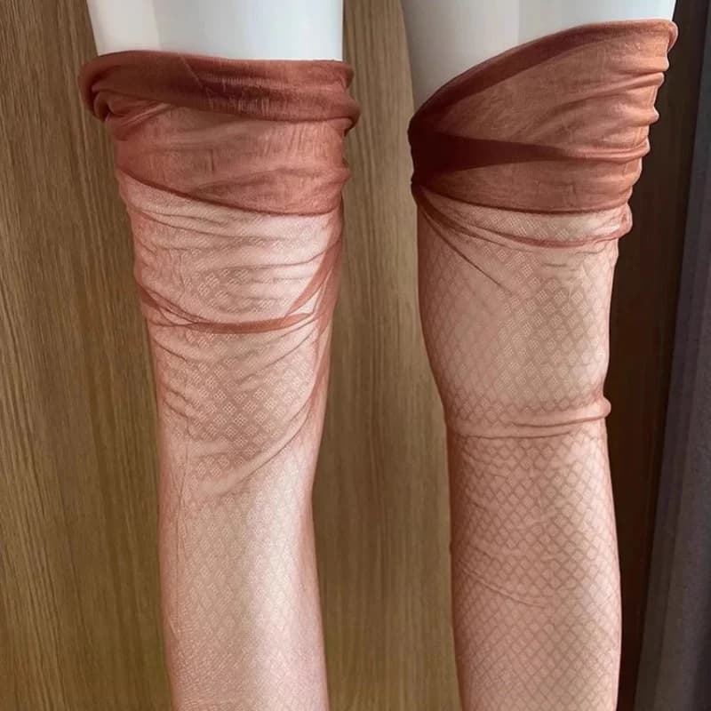 Calze erotiche con motivo a diamante gotico Le donne vedono attraverso la lingerie sexy Calze alte in nylon Calze lunghe pure non elastiche