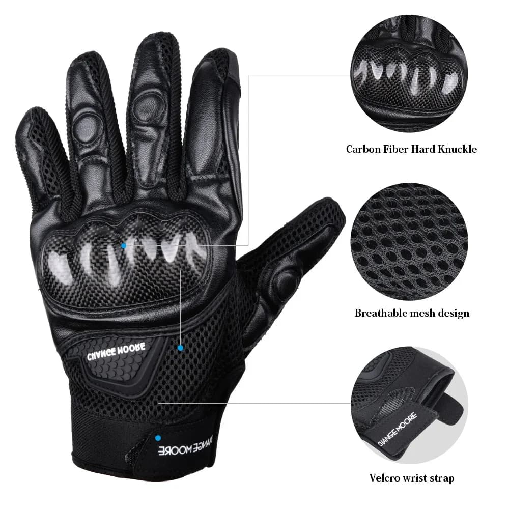 Summer Breathable Motorcycle Gloves Touchscreen Carbon Fiber Knuckle Anti-slip Moto Riding Gloves for Men Women Protection