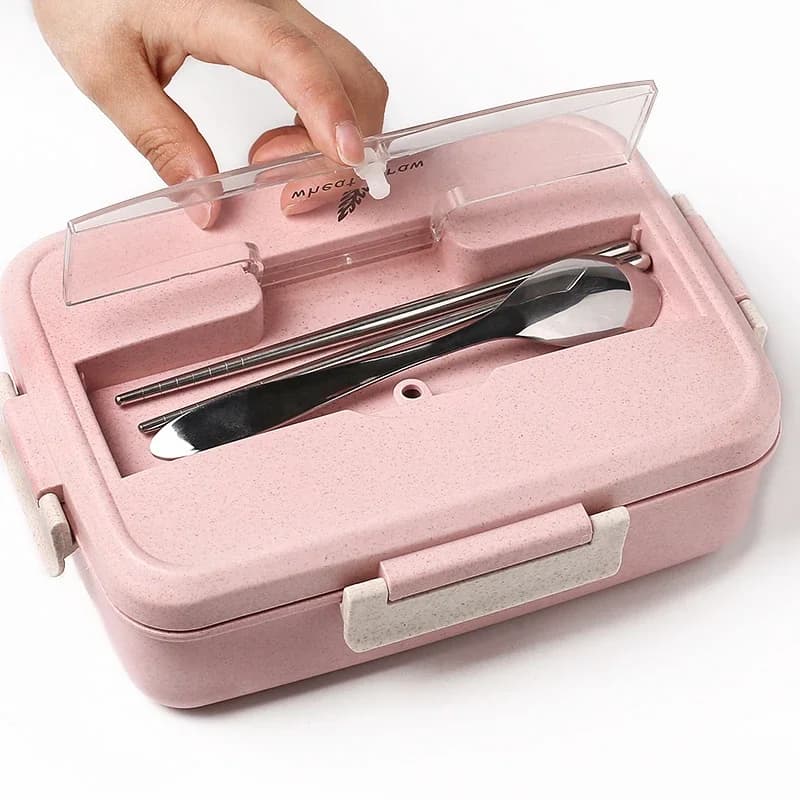Lunch Box portatile Stoviglie in paglia di grano Contenitore per alimenti per microonde Bento Box Lunch Box per ufficio scolastico per bambini
