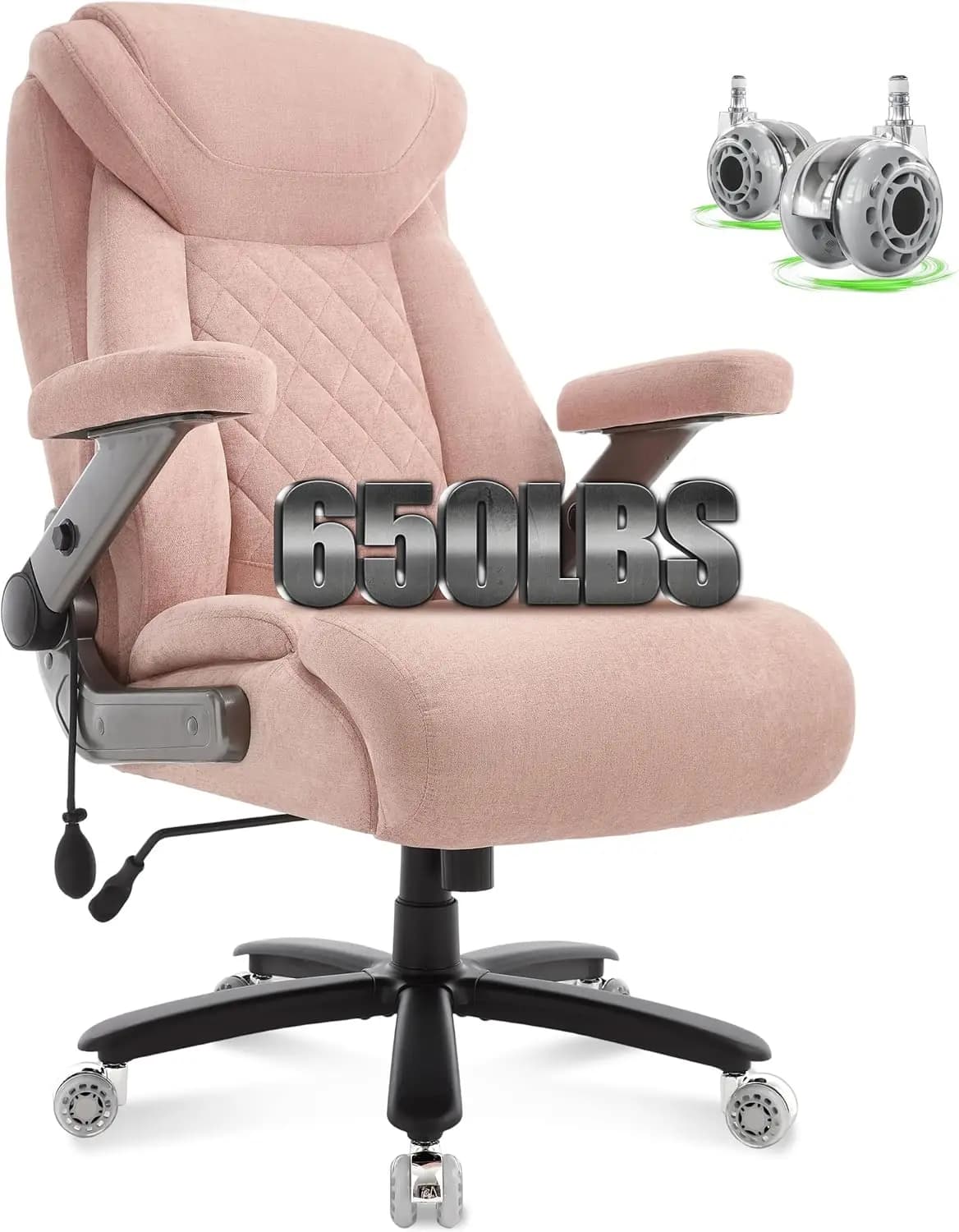Sedia da Ufficio Grande e Alta da 650 libbre con Cuscino a Molle Spesso, Sedia Direzionale Ergonomica con Braccioli Ribaltabili 5D e Airbag Lombare Regolabile