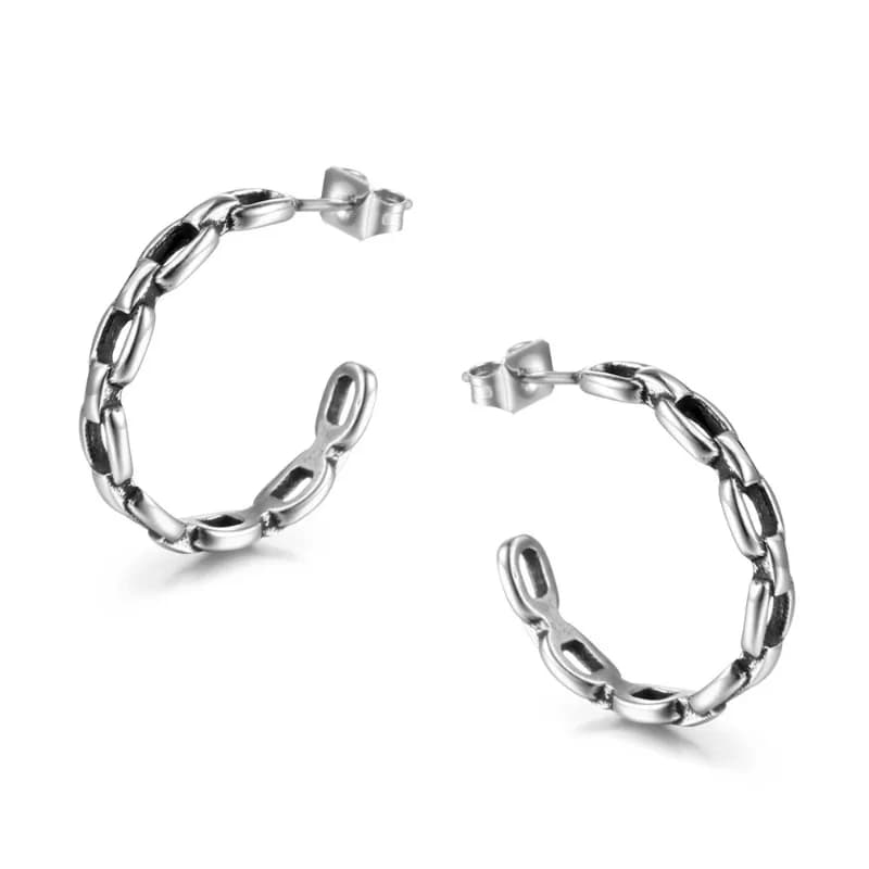 Orecchini Mori in acciaio al titanio, orecchini cavi a catena personalizzati a forma di C, temperamento da donna CF138