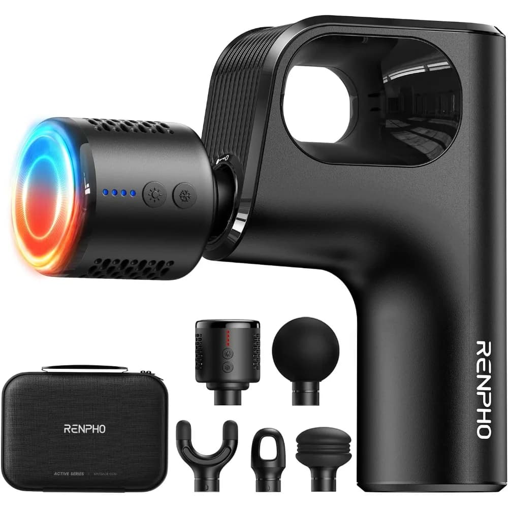 Top Pick Active Mini Thermacool Massage Gun with Heat and Cold, Thumb Loop, Portable Deep Tissue Back Massager with Loop