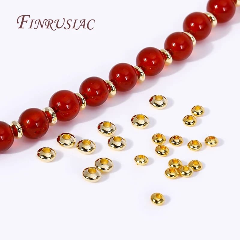 2 dimensioni 18 carati placcato oro rotondo abbaco distanziatore perline braccialetto piattino perline gioielli fai da te forniture risultati accessori