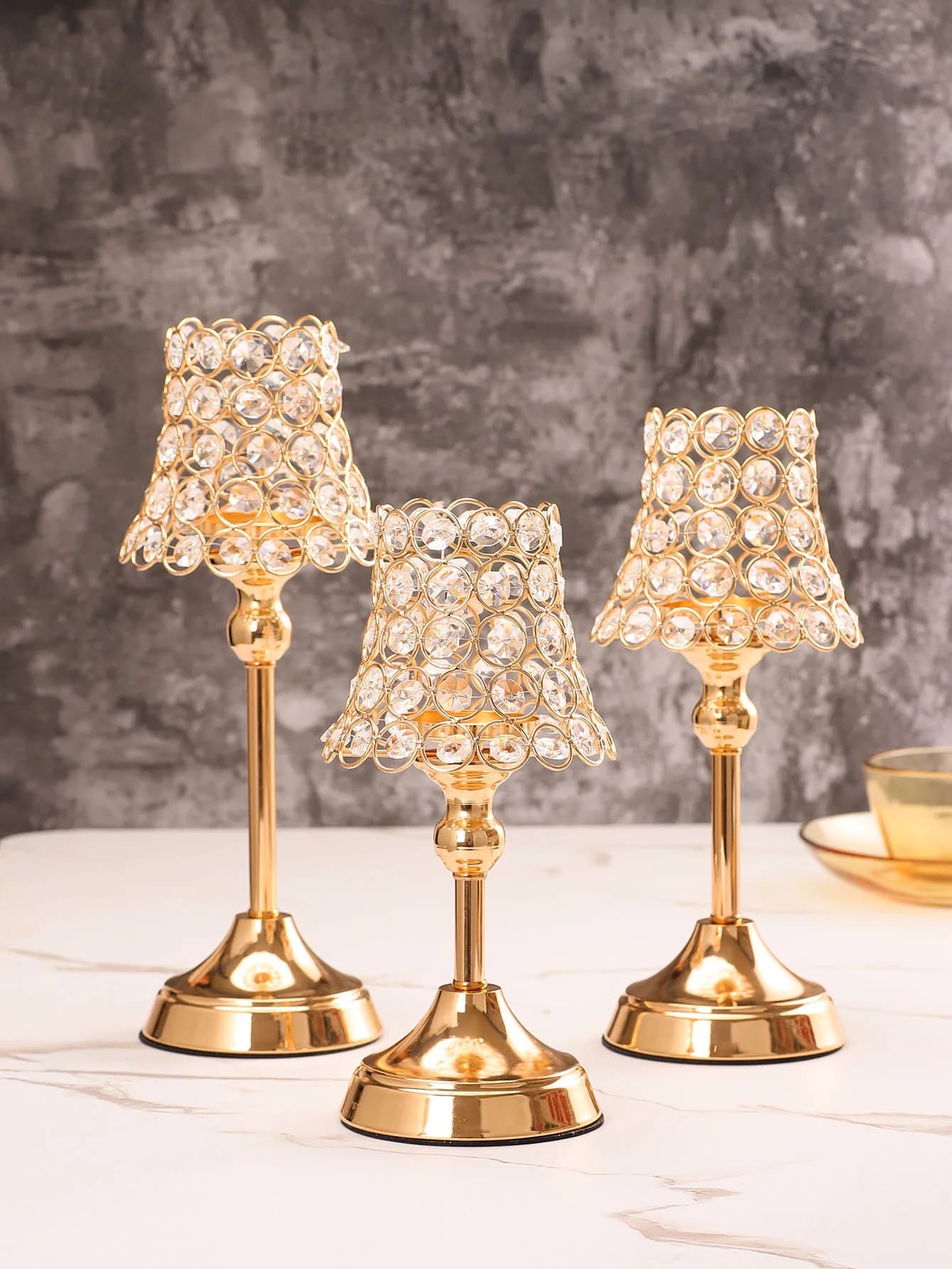 Portacandele in cristallo dorato da 1 pezzo, candeliere per centrotavola da tavolo, matrimonio, compleanno, festa, decorazioni per la casa, regalo di Natale