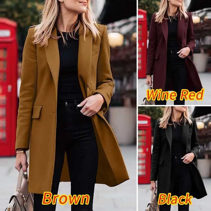 2024 New Style Casual Spring Autumn Women's Korean Version Slimming Long Sleeve Coat Jacket Female Medium Length Suit