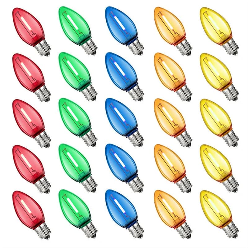 VOFUN-Mini Lampadina Lampadine a LED 25PCS Per le vacanze Per la linea del tetto Decorazioni per feste in giardino Candela multicolore infrangibile in plastica colorata