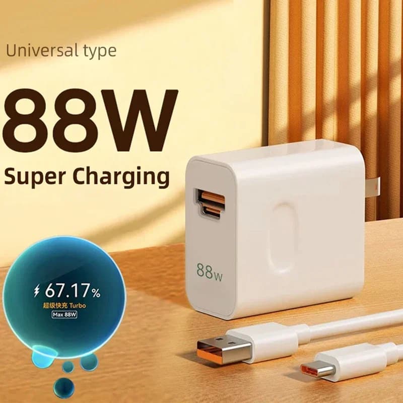 Caricabatterie Universale Rapido per Huawei Mate 70Pro Mate 60Pro, Caricatore Ultra Veloce 88W con Adattatore UK US EU, Cavo USB PD C a C