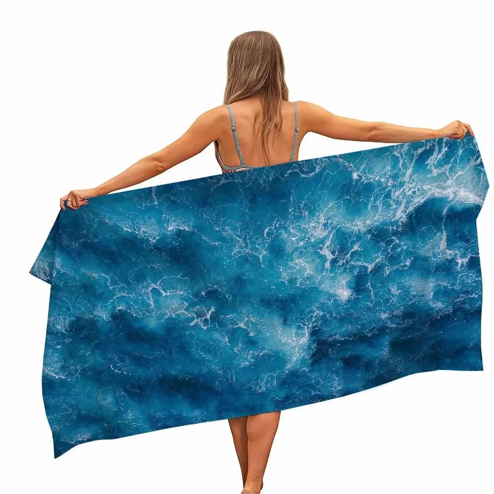 Beach towel in microfiber quick drying portable beach wave from outdoor travel camping beach covered by swimming gym mat for yoga woman gift