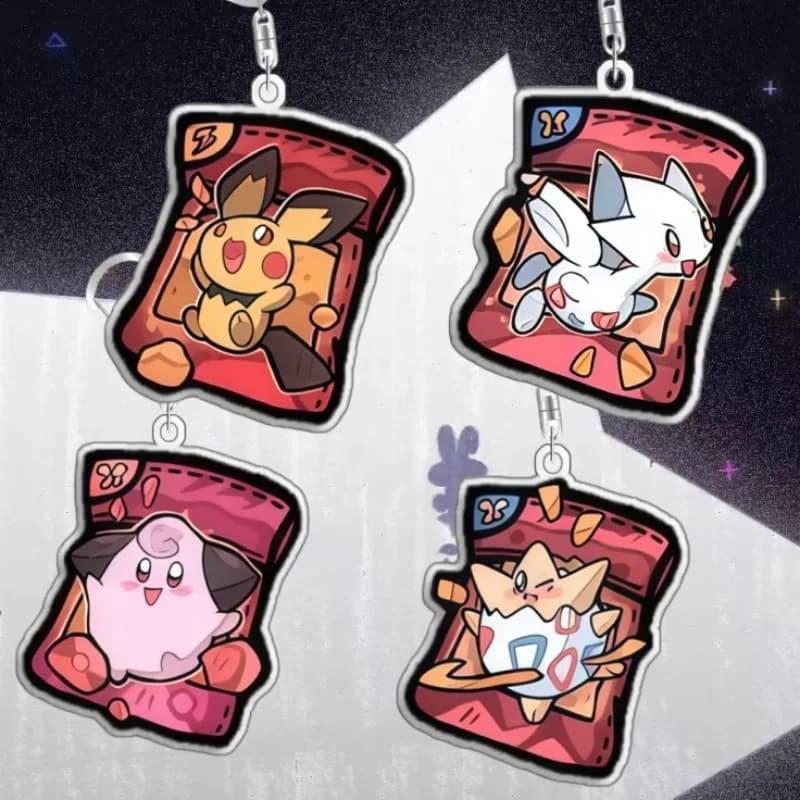 Keychain For Pokemon Pichu Cleffa Togepi Acrylic Homemade Cartoon Anime Backpack Pendant Decoration Collection Fans Gift 5cm