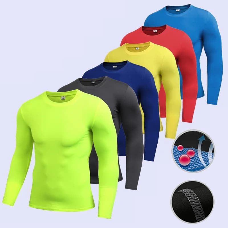 T-shirt da corsa a compressione da uomo Fitness T-shirt sportiva a maniche lunghe attillata Allenamento Camicie da jogging Abbigliamento sportivo da palestra Abbigliamento ad asciugatura rapida