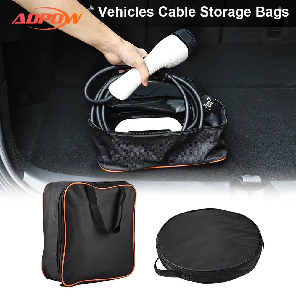 ADPOW Borsa per cavi EV Custodia per caricabatterie per veicoli elettrici Borsa per cavi di ricarica EV Chiusura con cerniera Caricabatterie per auto Panno Oxford