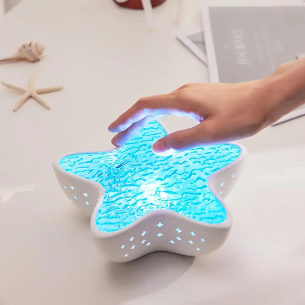 Lampada da tavolo ricaricabile con luce notturna a LED stella marina Lampada da tavolo ricaricabile con proiettori di onde dell'oceano settentrionale romantico per l'arredamento del festival della scrivania della camera da letto