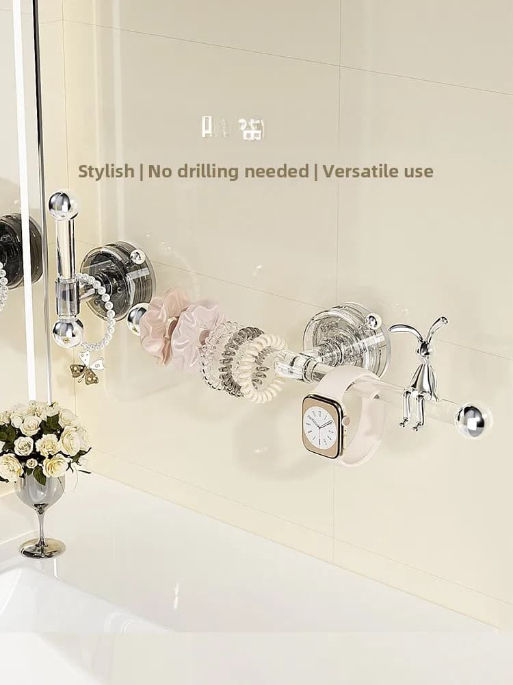 Ganci a ventosa in acrilico per elastici per capelli, senza foratura, set di strumenti per la pulizia di bagno e cucina, elastici per capelli, accessori per capelli