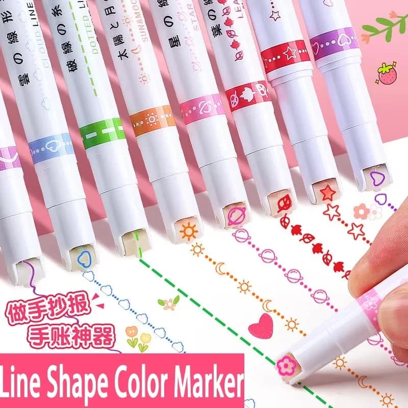 Set di 6 Penne Evidenziatori a Forma di Fiore con Punta Curva, Penne per Graffiti Carine, Accessori Scolastici