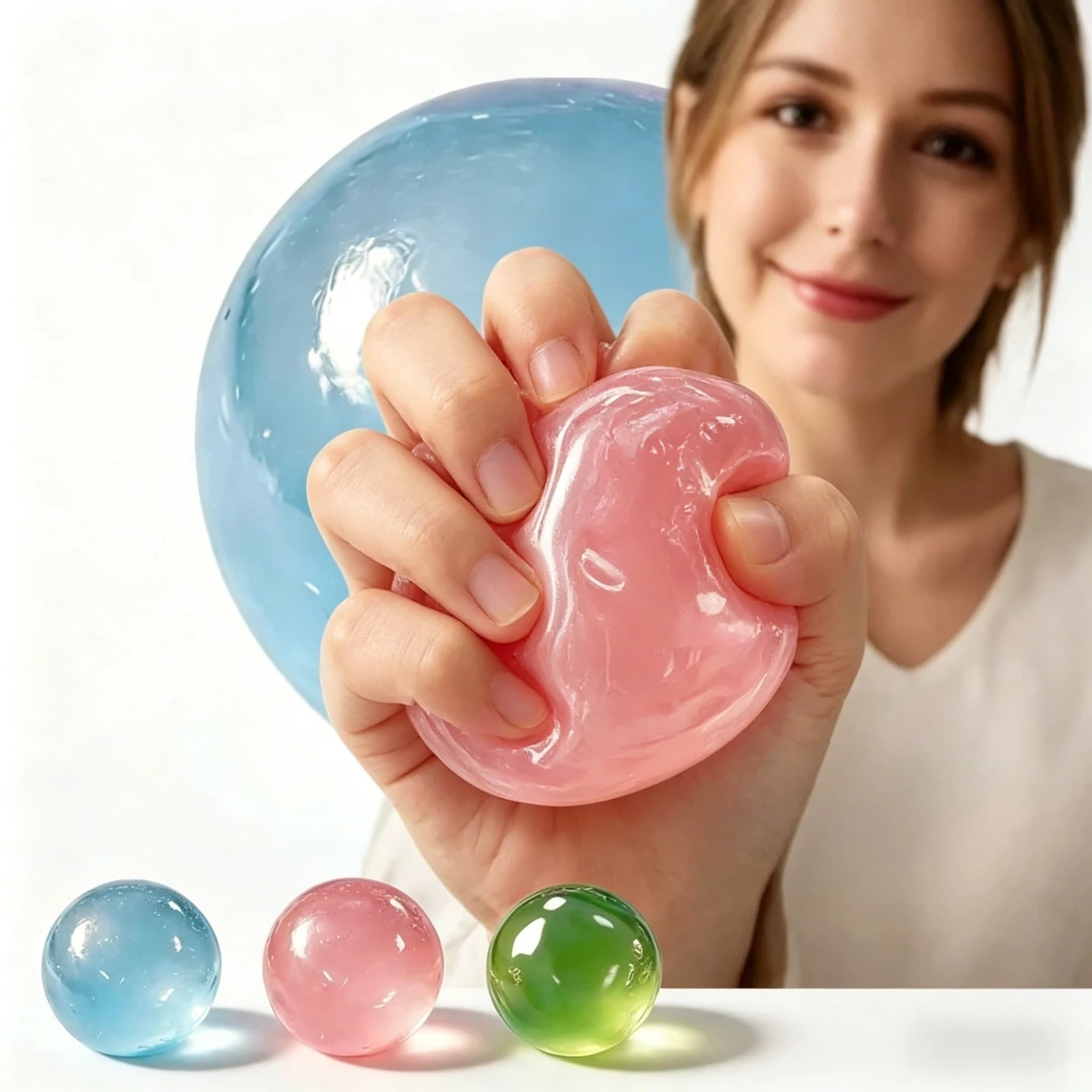 NUOVA Palla Antistress Morbida Fatta a Mano con Olio di Cocco, a Lenta Risalita, Trasparente Effetto Gelatina, Giocattolo Sensoriale per Adulti