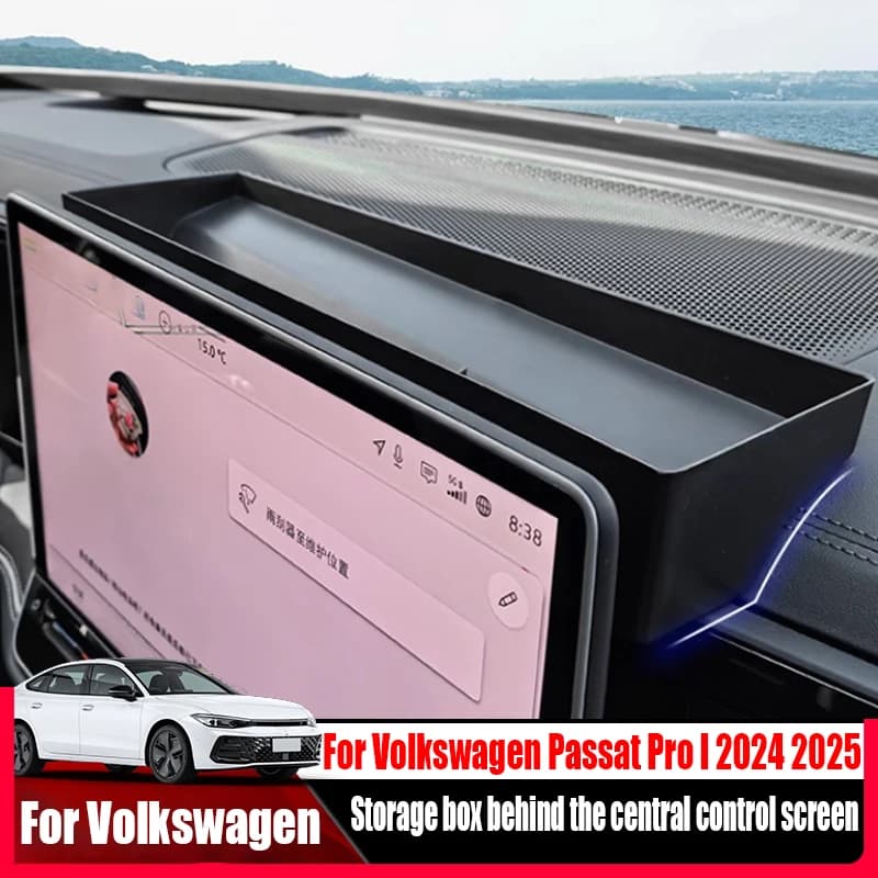 Scatola portaoggetti in ABS dietro lo schermo di controllo centrale, accessori per interni auto per Volkswagen Passat Pro I 2024 2025