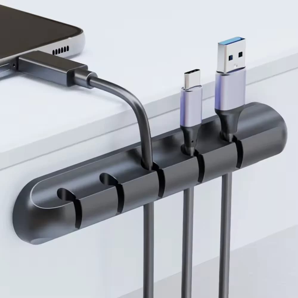 Organizzatore di cavi USB in silicone, avvolgicavo USB, clip per la gestione ordinata del cavo da scrivania, supporto per cavi per mouse, auricolari e accessori.