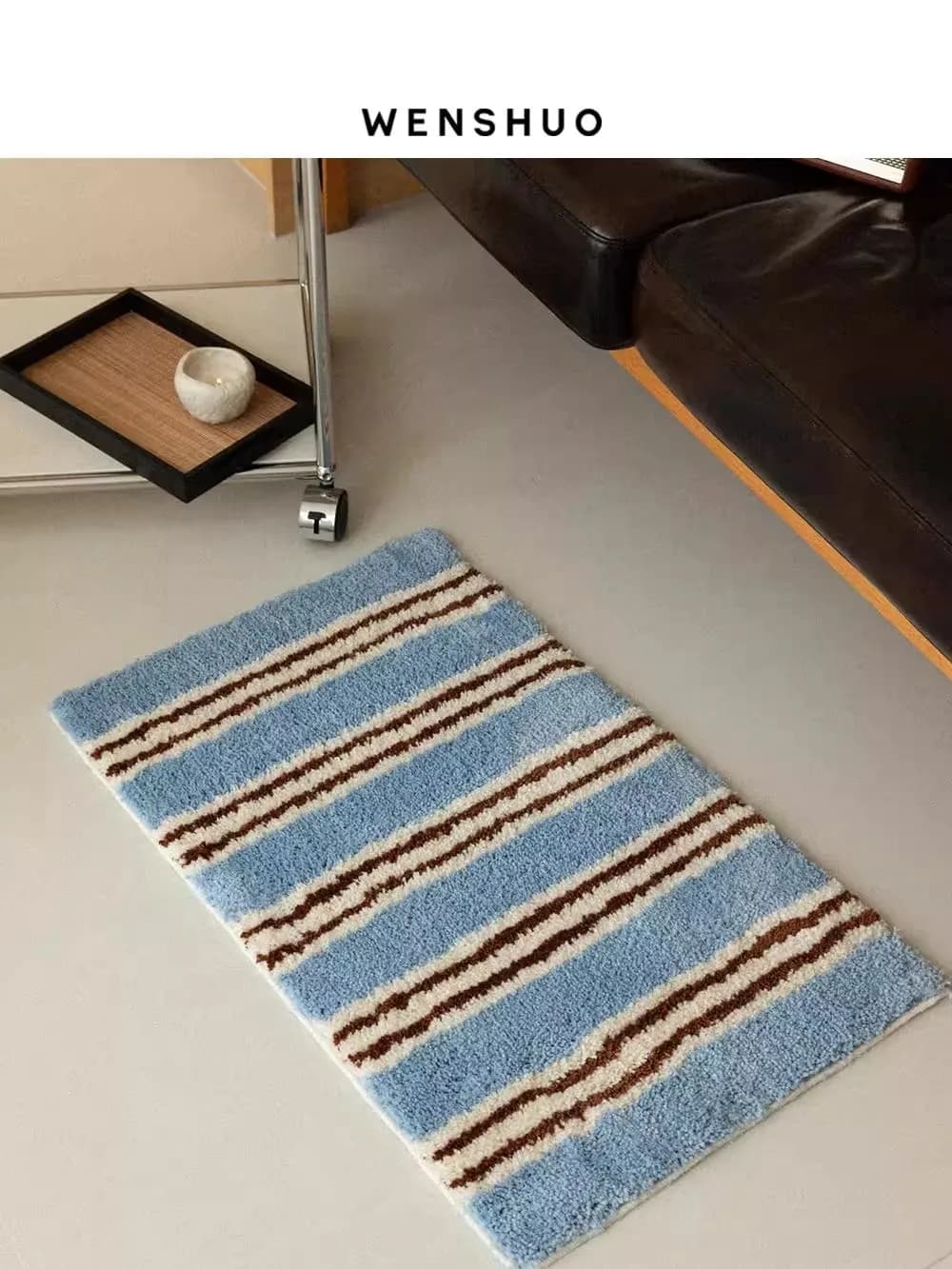 Winter Anti-Slip Carpet Velvet Plush Bedroom Bathroom Mat Vertical Stripe Pattern Home Use Rug Strong Absorbency Non-Slip Pad